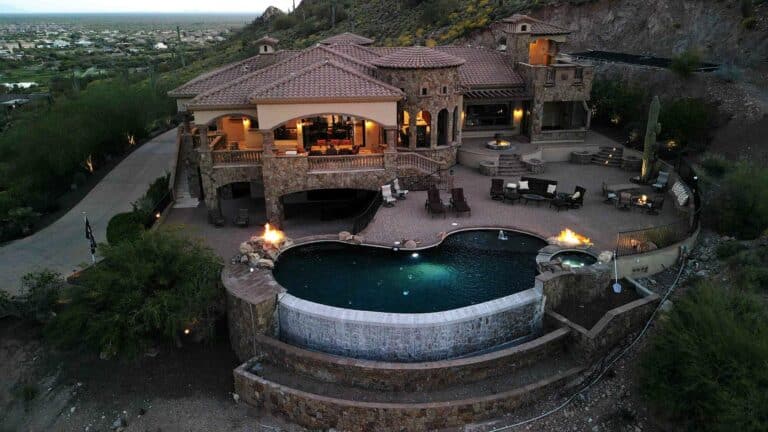 Sky View Image of Arizona home with products from modern smart home